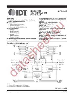 IDT7025L15PF datasheet  